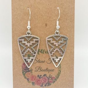 .925 Sterling Silver Hook Wire Earrings with Southwest Design Novelty Charms.